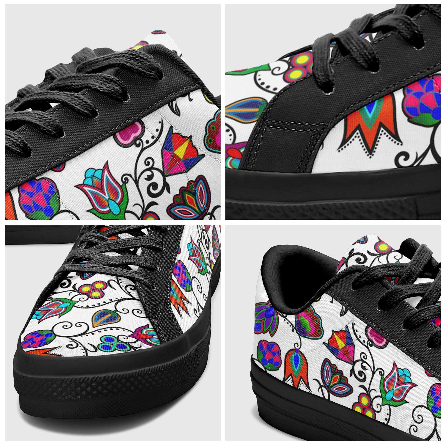 Indigenous Paisley White Aapisi Low Top Canvas Shoes Black Sole 49 Dzine 