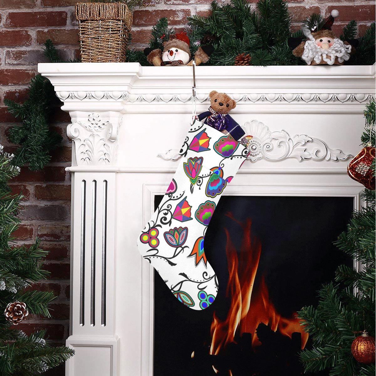 Indigenous Paisley White Christmas Stocking holiday stocking e-joyer 