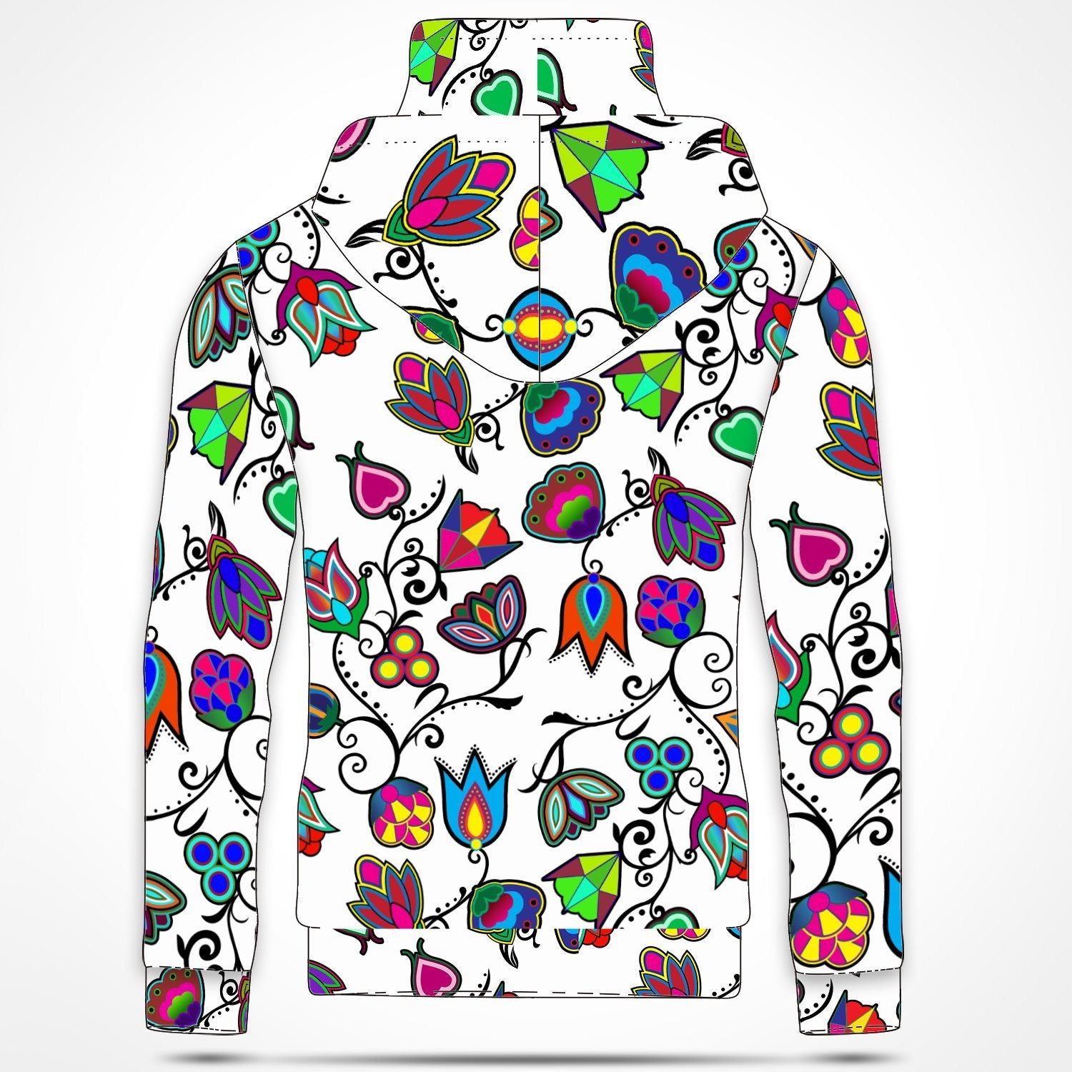 Indigenous Paisley White Hoodie with Face Cover 49 Dzine 
