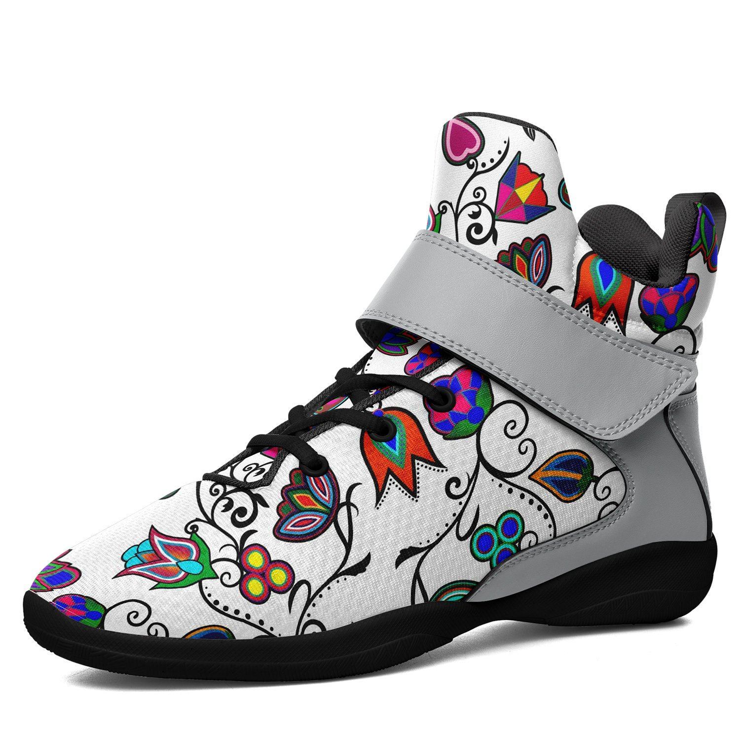 Indigenous Paisley White Ipottaa Basketball / Sport High Top Shoes - Black Sole 49 Dzine US Men 7 / EUR 40 Black Sole with Gray Strap 
