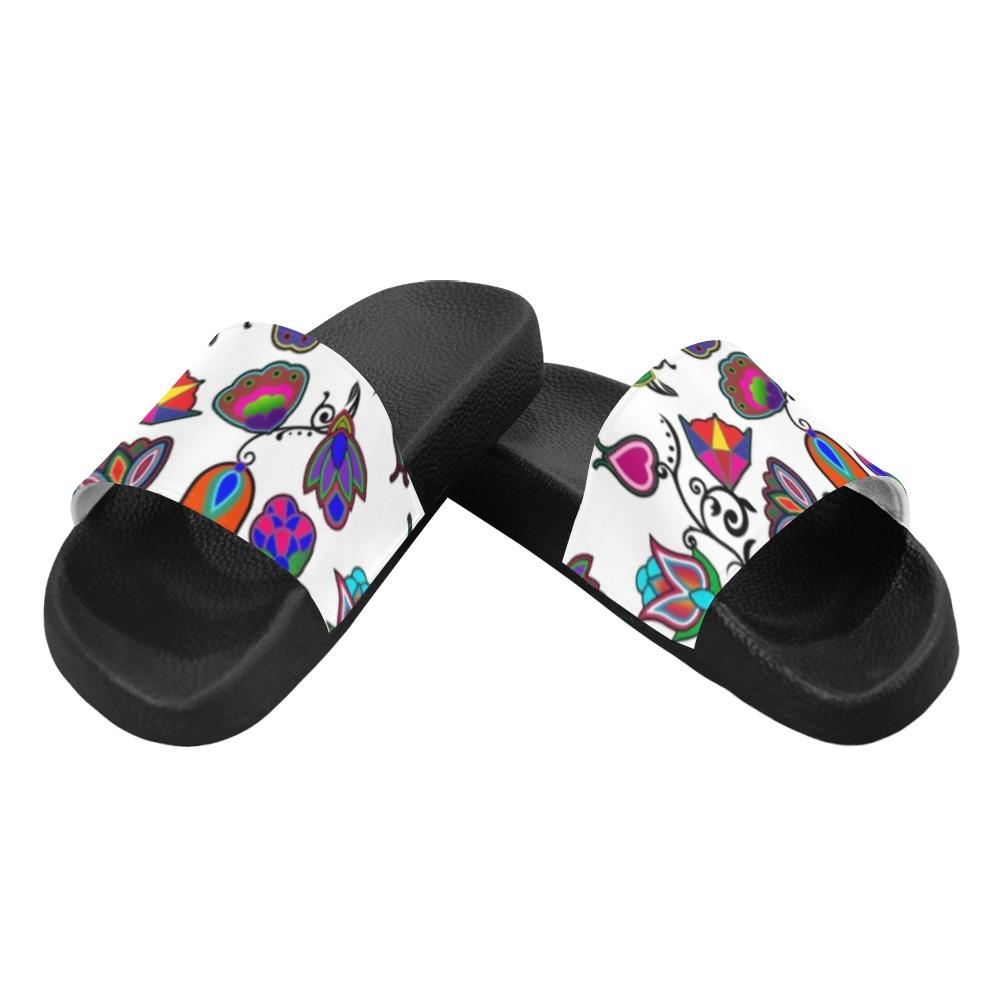 Indigenous Paisley White Men's Slide Sandals (Model 057) Men's Slide Sandals (057) e-joyer 