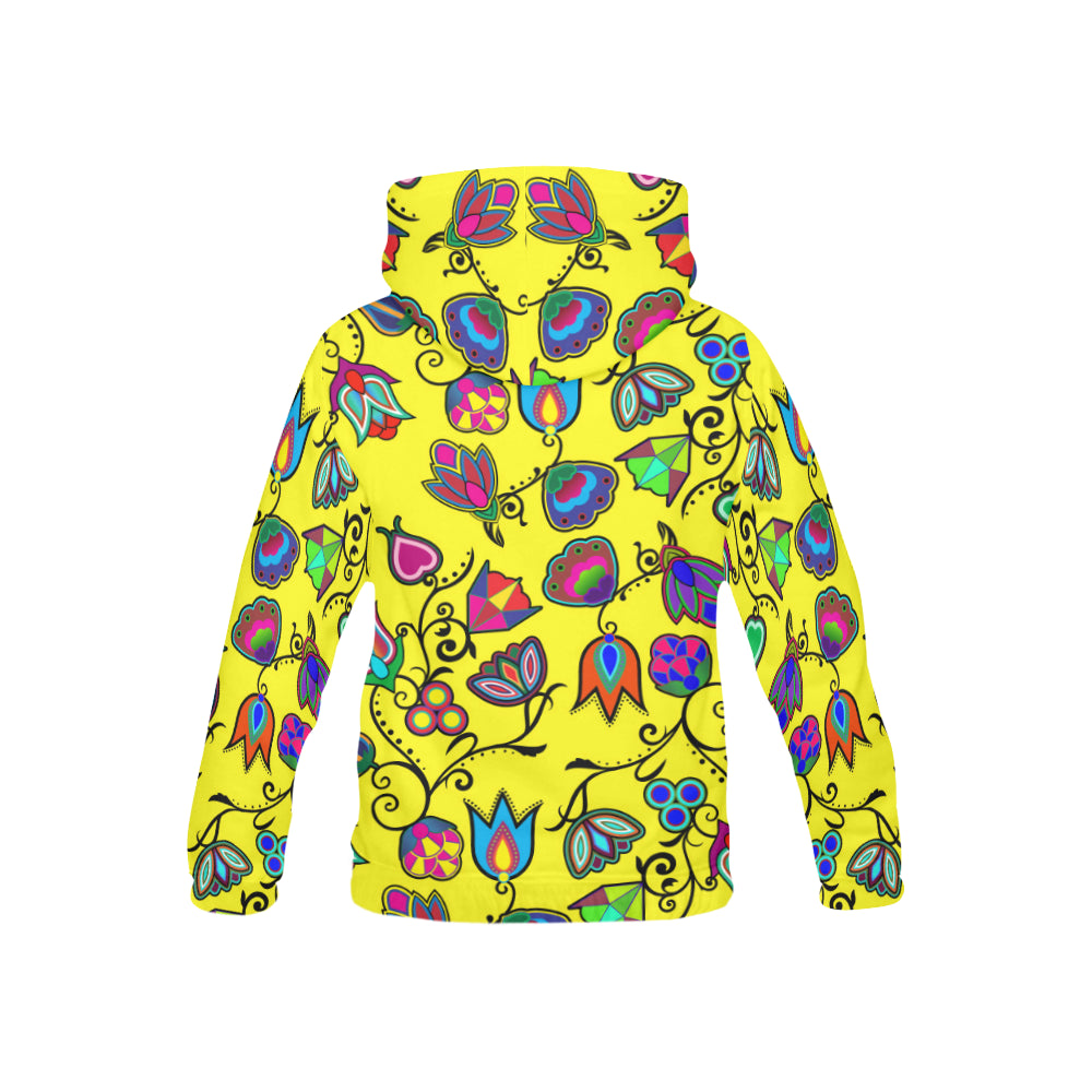 Indigenous Paisley - Yellow All Over Print Hoodie for Kid (USA Size) (Model H13) All Over Print Hoodie for Kid (H13) e-joyer 