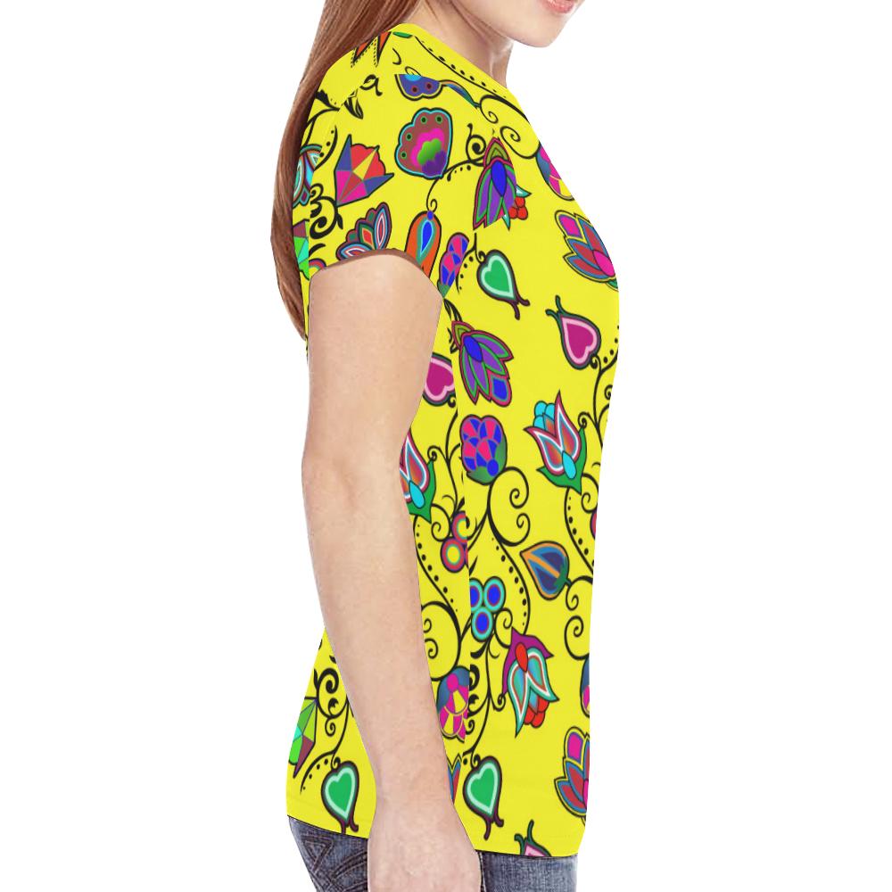 Indigenous Paisley - Yellow New All Over Print T-shirt for Women (Model T45) New All Over Print T-shirt for Women (T45) e-joyer 