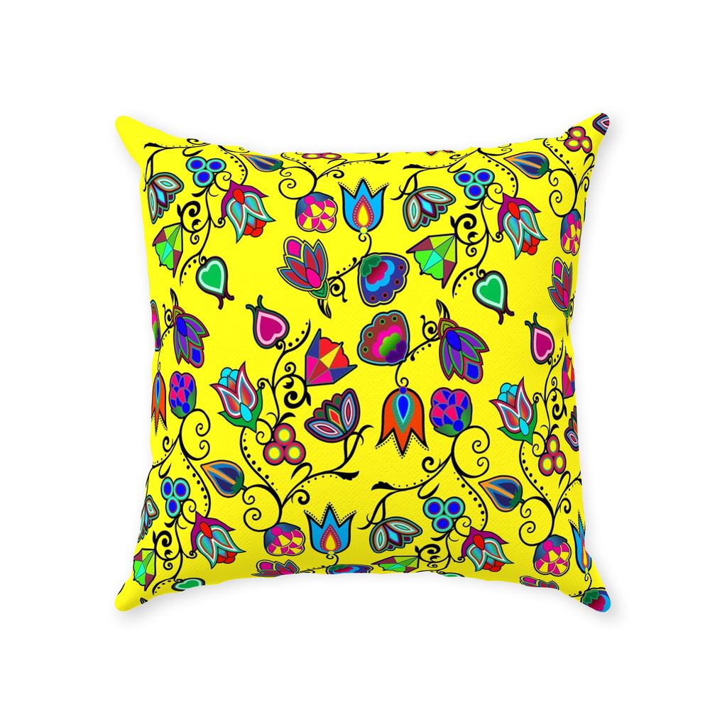 Indigenous Paisley - Yellow Throw Pillows 49 Dzine With Zipper Poly Twill 18x18 inch