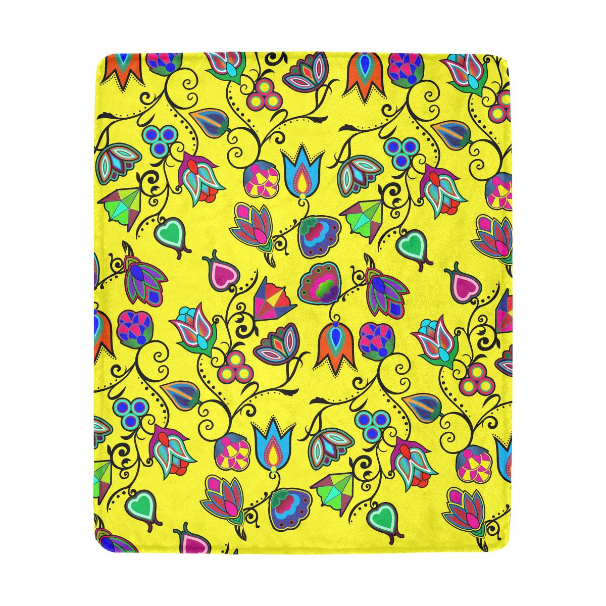 Indigenous Paisley - Yellow Ultra-Soft Micro Fleece Blanket 50"x60" Ultra-Soft Blanket 50''x60'' e-joyer 