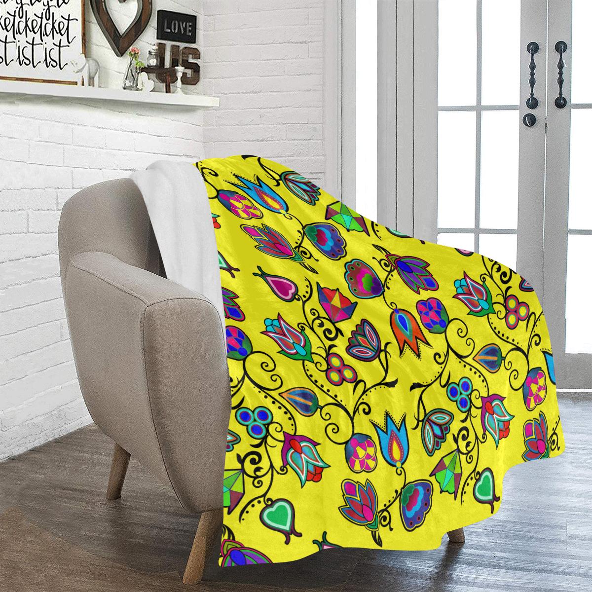 Indigenous Paisley - Yellow Ultra-Soft Micro Fleece Blanket 50"x60" Ultra-Soft Blanket 50''x60'' e-joyer 