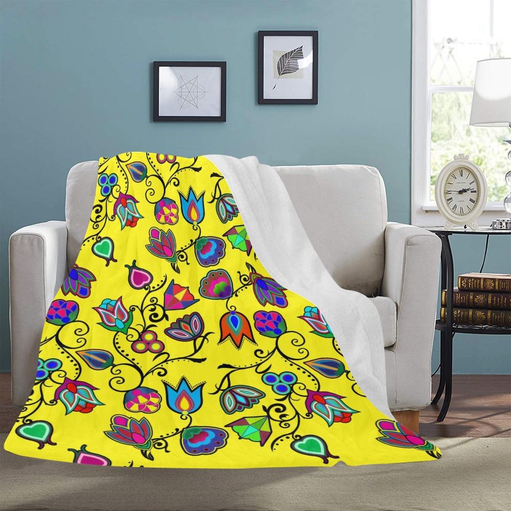 Indigenous Paisley Yellow Ultra-Soft Micro Fleece Blanket 60"x80" Ultra-Soft Blanket 60''x80'' e-joyer 