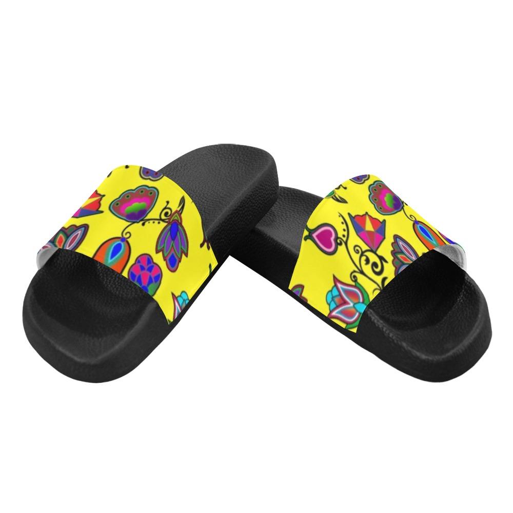 Indigenous Paisley Yellow Women's Slide Sandals (Model 057) Women's Slide Sandals (057) e-joyer 