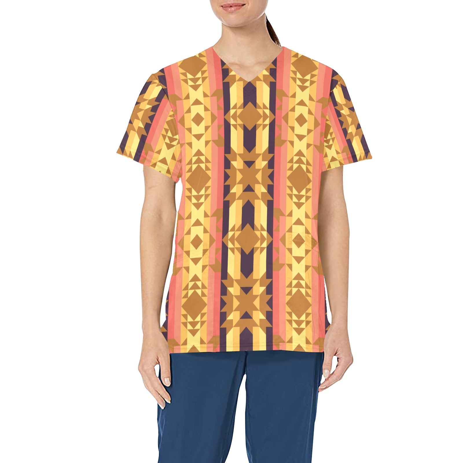 Infinite Sunset All Over Print Scrub Top Scrub Top e-joyer 