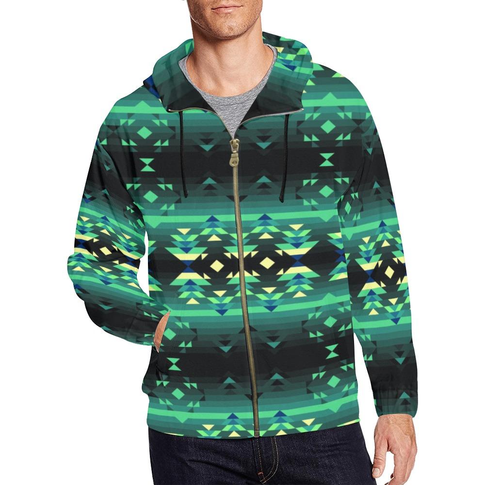 Inspire Green All Over Print Full Zip Hoodie for Men (Model H14) hoodie e-joyer 