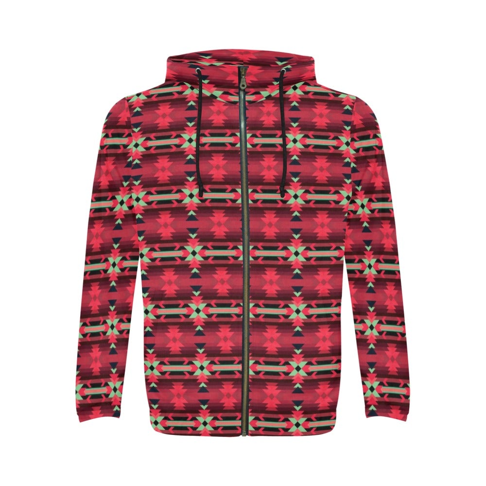 Inspire Velour All Over Print Full Zip Hoodie for Men (Model H14) hoodie e-joyer 