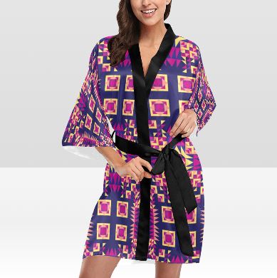 Kaleidoscope Bleu Kimono Robe Artsadd 