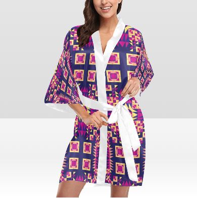 Kaleidoscope Bleu Kimono Robe Artsadd 