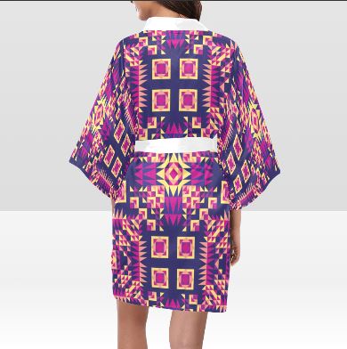 Kaleidoscope Bleu Kimono Robe Artsadd 