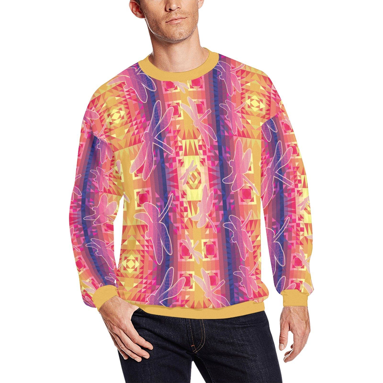 Kaleidoscope Dragonfly All Over Print Crewneck Sweatshirt for Men (Model H18) shirt e-joyer 