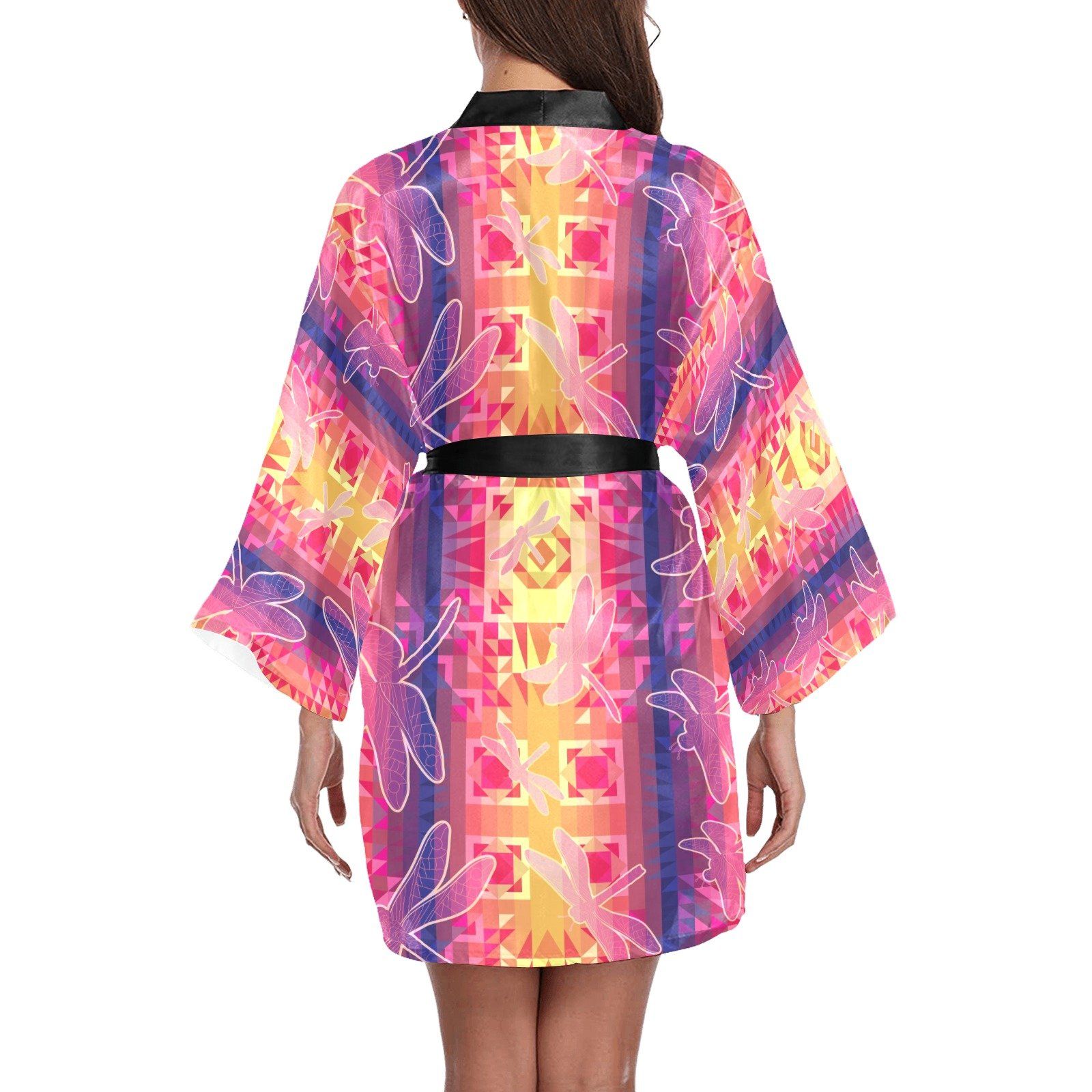 Kaleidoscope Dragonfly Long Sleeve Kimono Robe Long Sleeve Kimono Robe e-joyer 