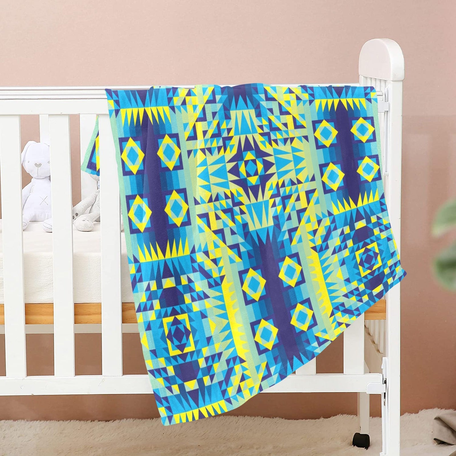 Kaleidoscope Jaune Bleu Baby Blanket 40"x50" Baby Blanket 40"x50" e-joyer 