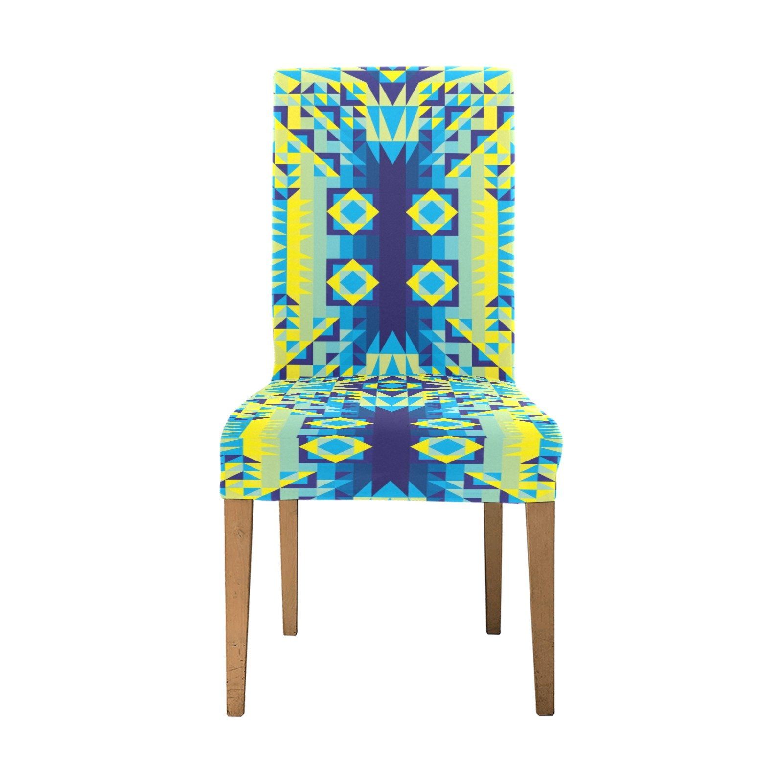 Kaleidoscope Jaune Bleu Chair Cover (Pack of 4) Chair Cover (Pack of 4) e-joyer 