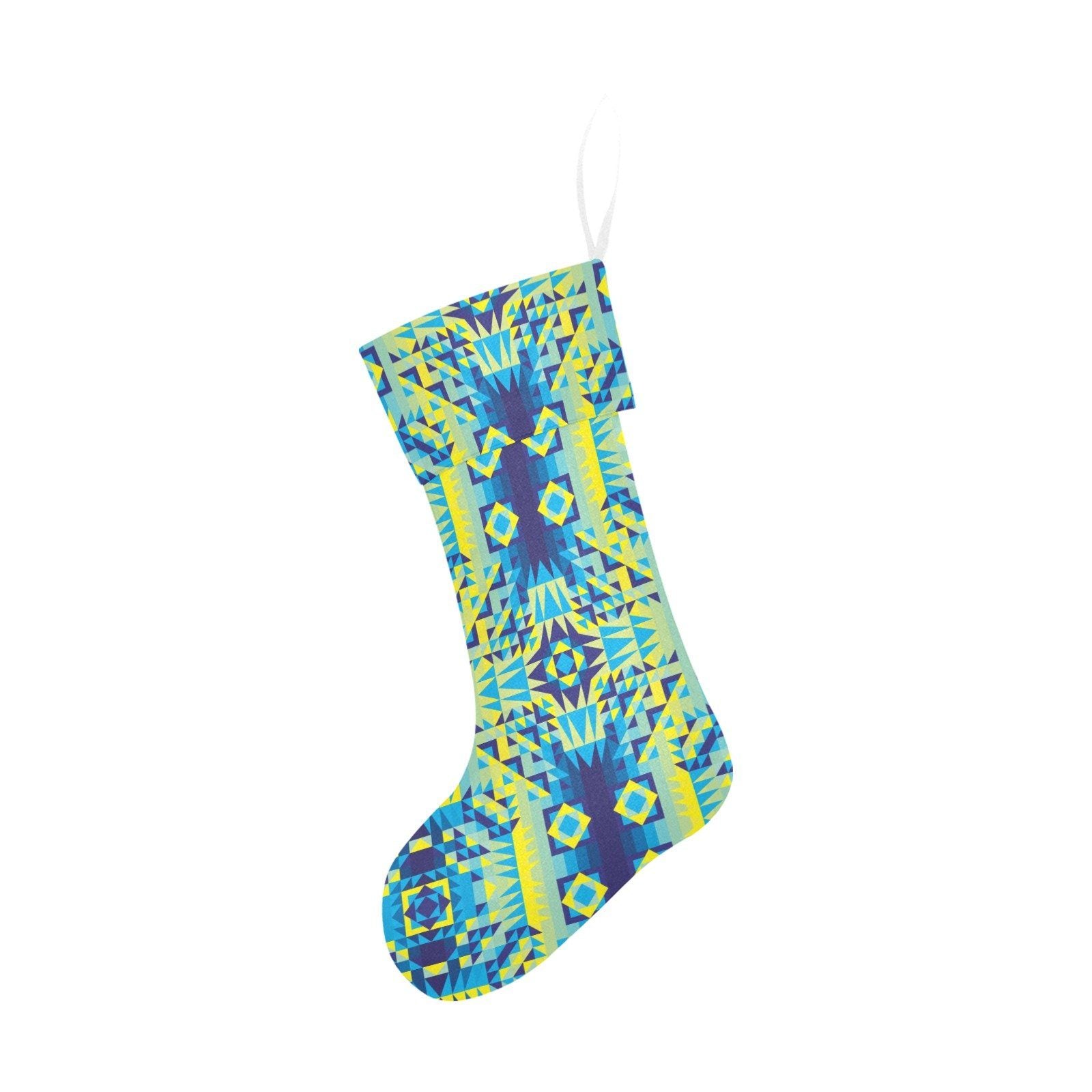 Kaleidoscope Jaune Bleu Christmas Stocking holiday stocking e-joyer 