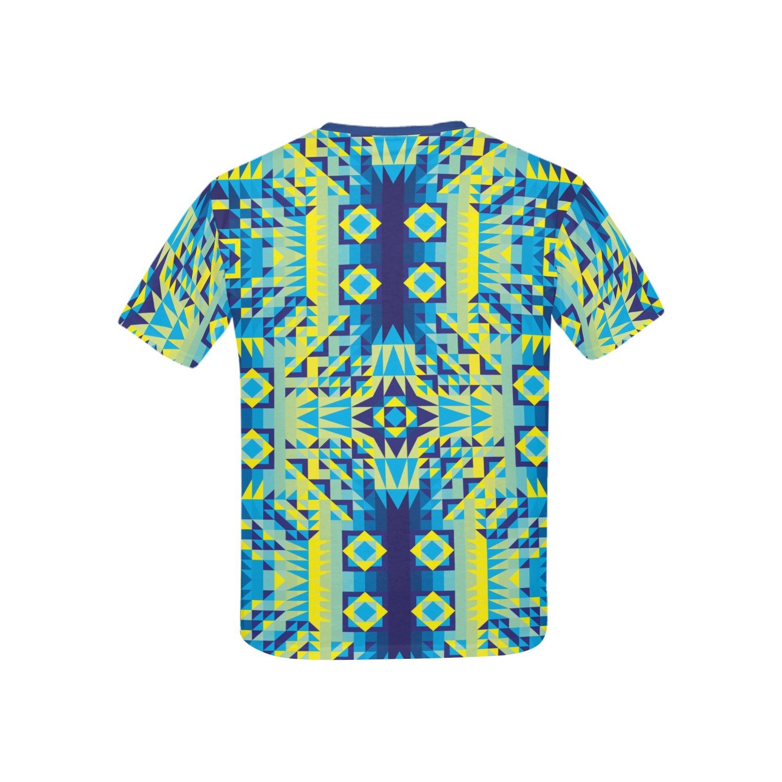Kaleidoscope Jaune Bleu Kids' All Over Print T-shirt (USA Size) (Model T40) All Over Print T-shirt for Kid (T40) e-joyer 
