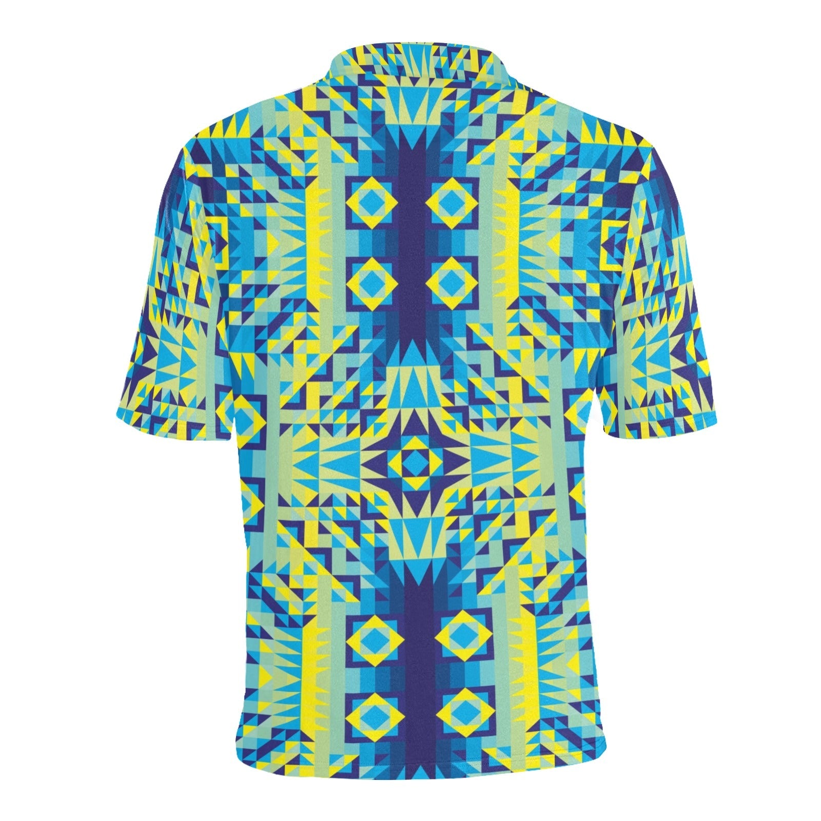 Kaleidoscope Jaune Bleu Men's All Over Print Polo Shirt (Model T55) Men's Polo Shirt (Model T55) e-joyer 