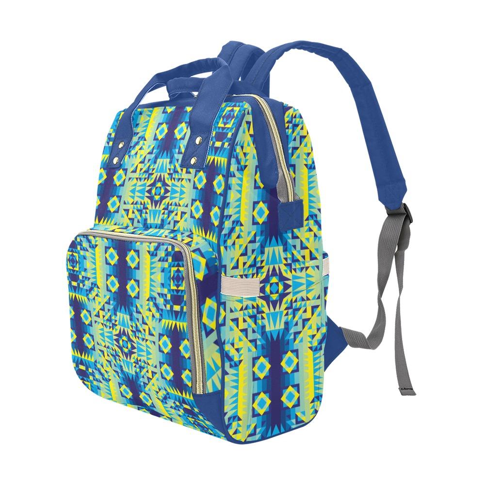 Kaleidoscope Jaune Bleu Multi-Function Diaper Backpack/Diaper Bag (Model 1688) bag e-joyer 