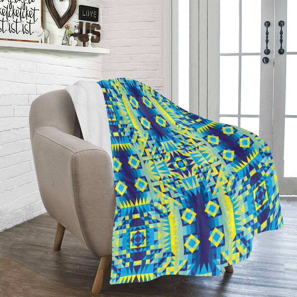 Kaleidoscope Jaune Bleu Ultra-Soft Micro Fleece Blanket 50"x60" Ultra-Soft Blanket 50''x60'' e-joyer 