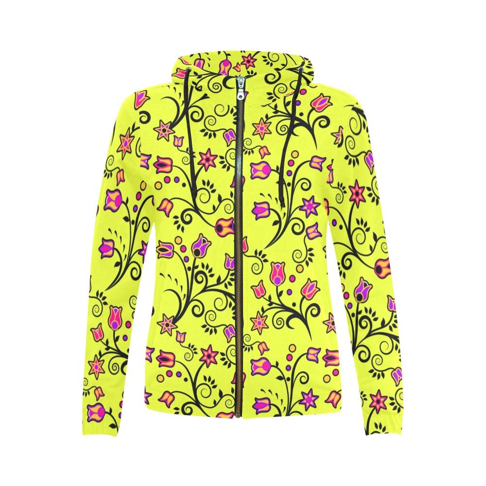 Key Lime Star All Over Print Full Zip Hoodie for Women (Model H14) hoodie e-joyer 
