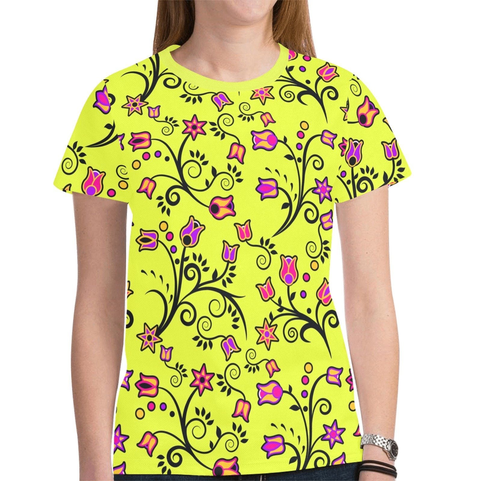 Key Lime Star New All Over Print T-shirt for Women (Model T45) tshirt e-joyer 