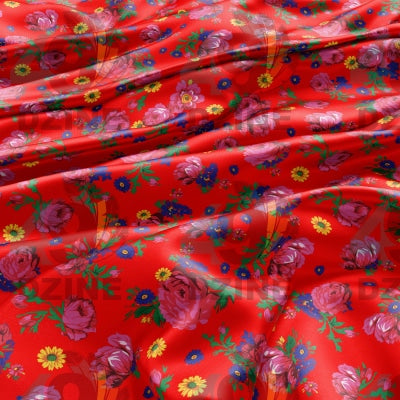 Kokum's Ceremony - Red Satin Fabric 49DzineStore 