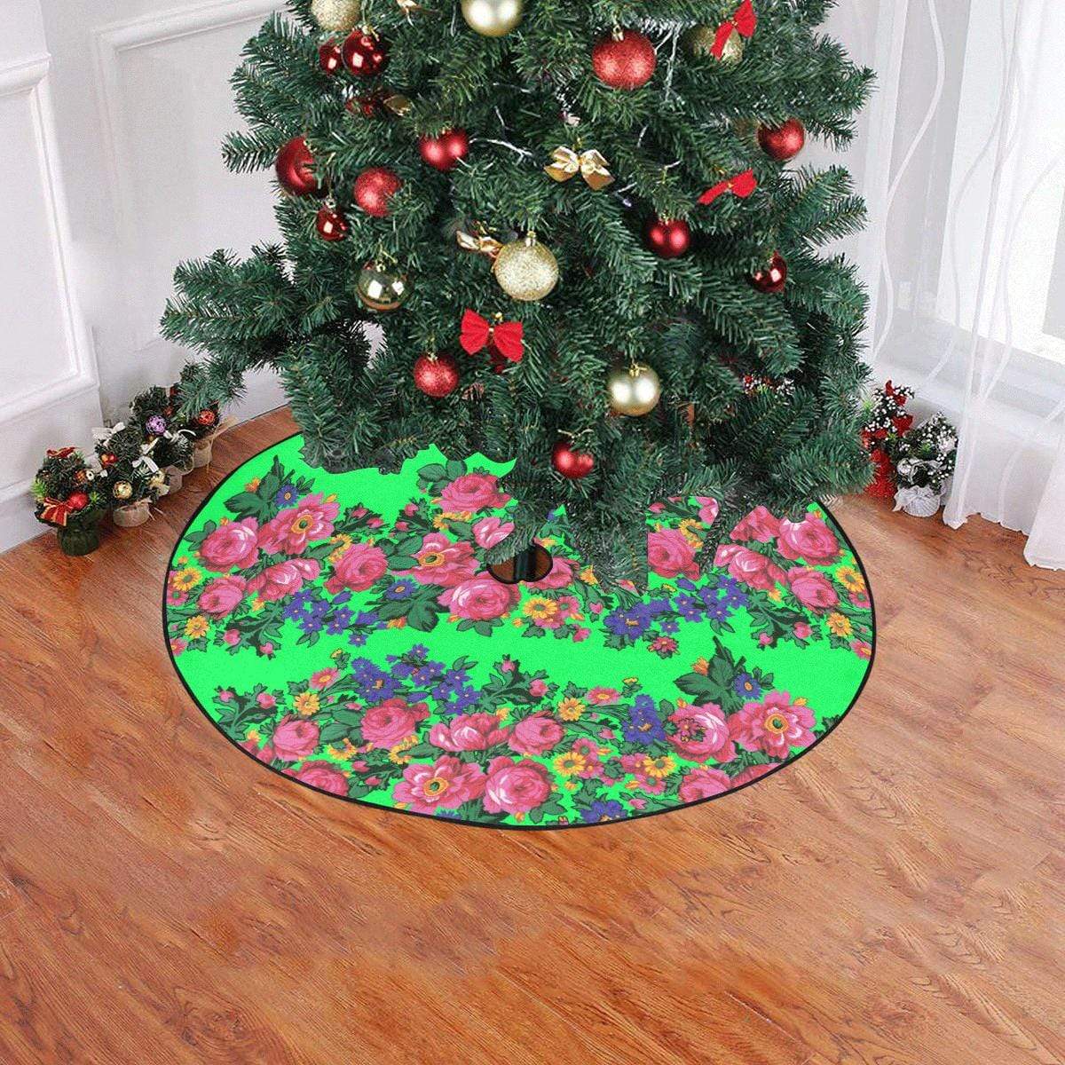 Kokum's Revenge Green Christmas Tree Skirt 47" x 47" Christmas Tree Skirt e-joyer 