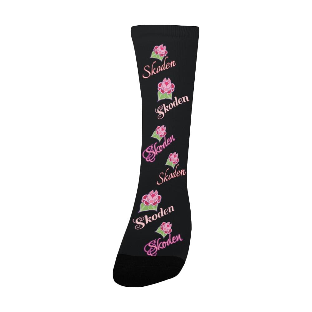Ladies Skoden Floral Black Women's Custom Socks Women's Custom Socks e-joyer 