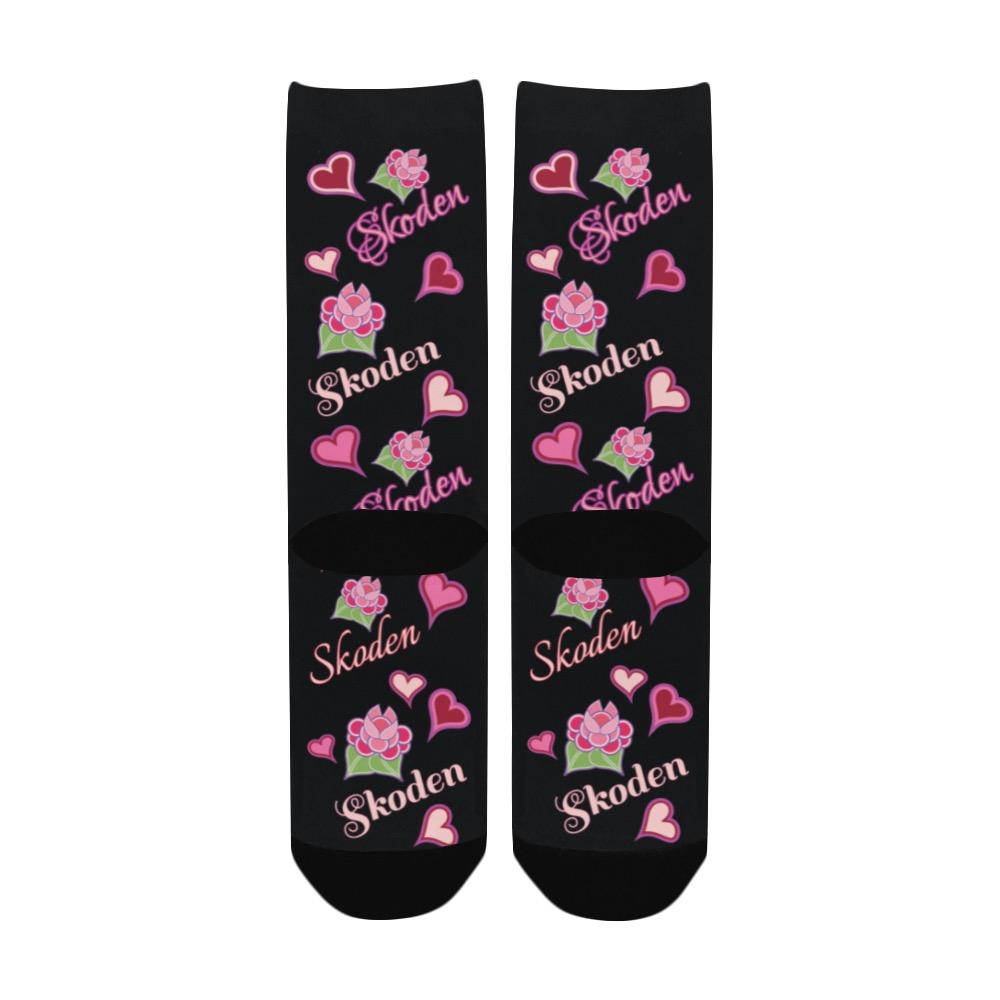 Ladies Skoden Floral Hearts Black Women's Custom Socks Women's Custom Socks e-joyer 