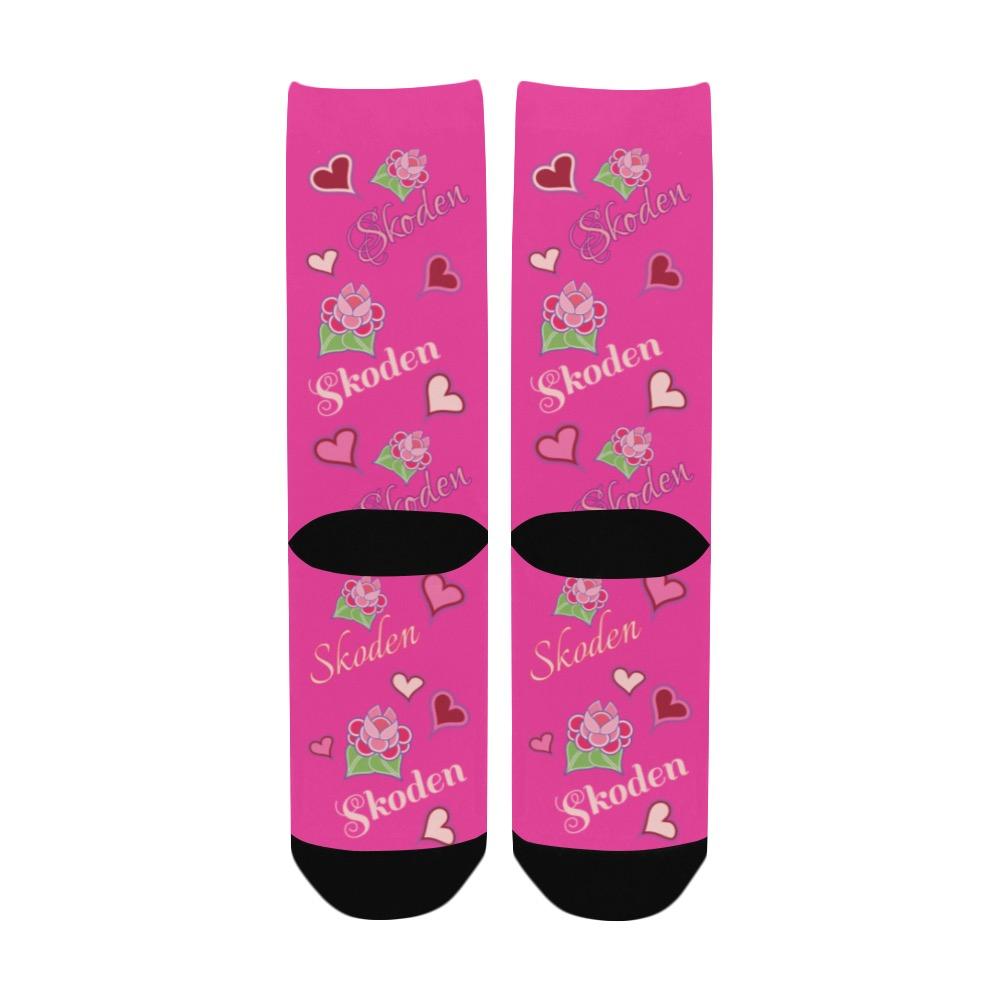 Ladies Skoden Floral Hearts Dark Pink Women's Custom Socks Women's Custom Socks e-joyer 