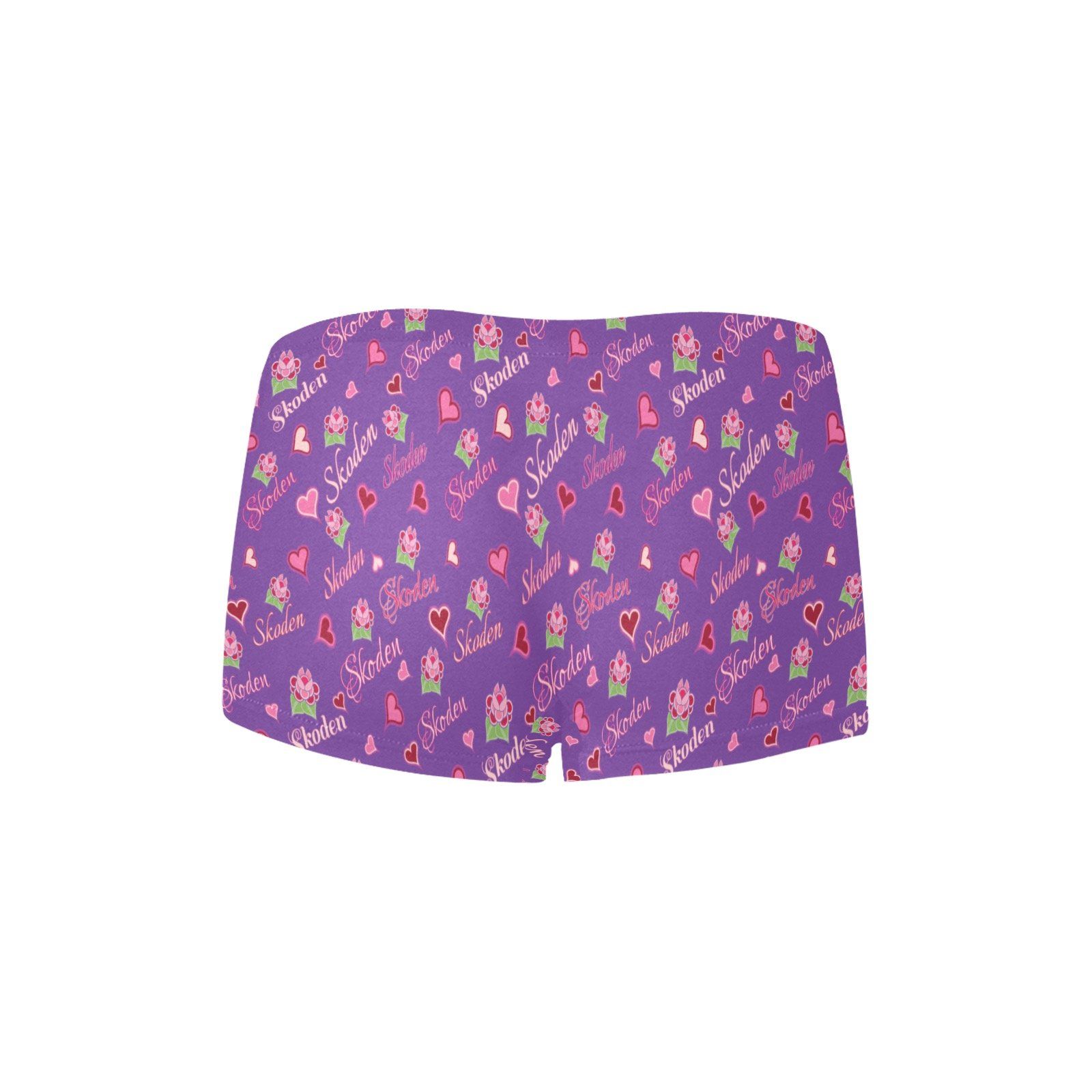 Ladies Skoden Floral Hearts Undergarment Purple Women's All Over Print Boyshort Panties (Model L31) Women's Boyshort Panties (L31) e-joyer 
