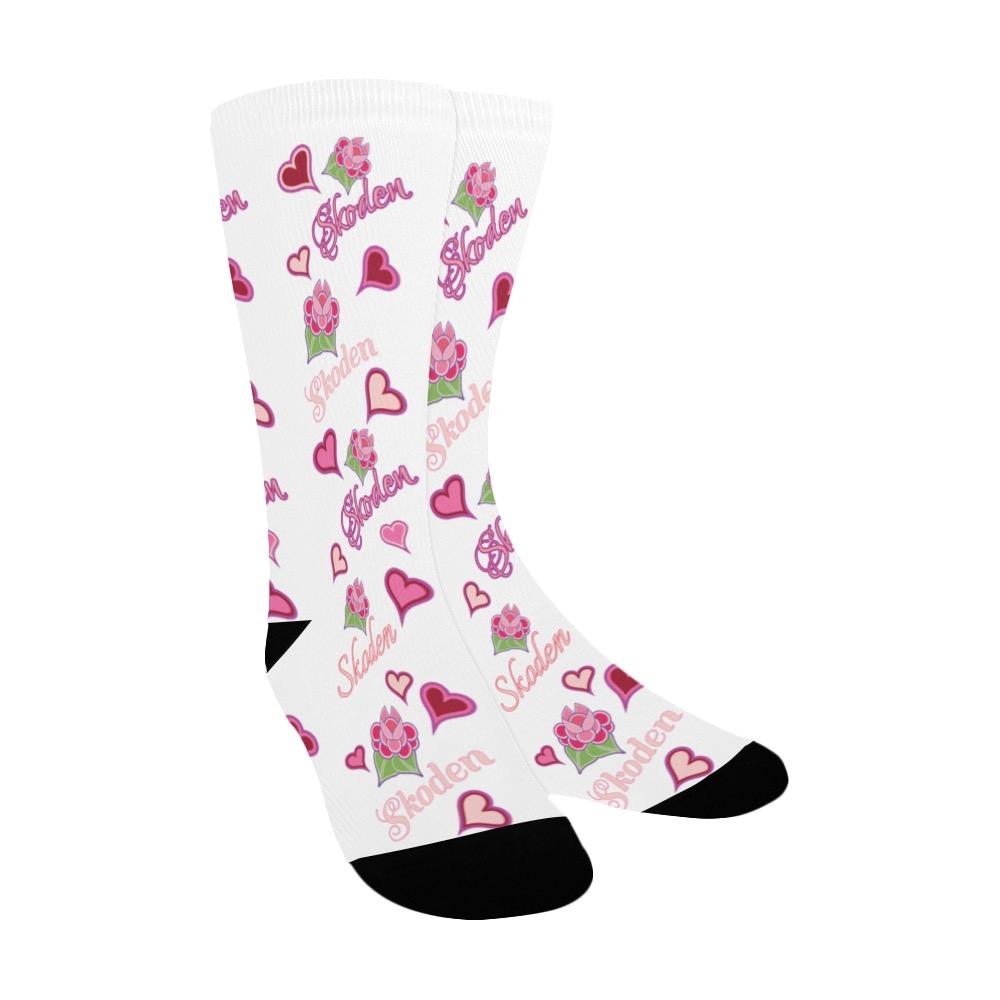 Ladies Skoden Floral Hearts White Women's Custom Socks Women's Custom Socks e-joyer 