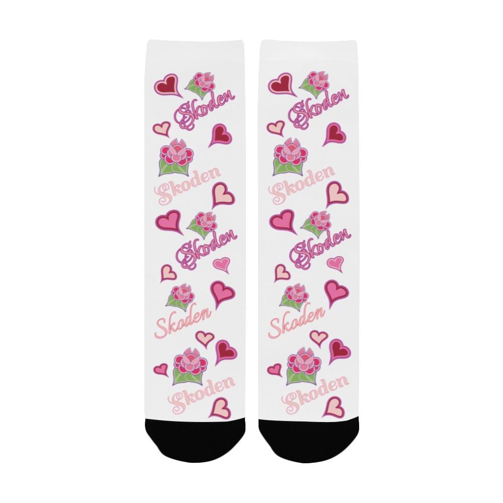 Ladies Skoden Floral Hearts White Women's Custom Socks Women's Custom Socks e-joyer 