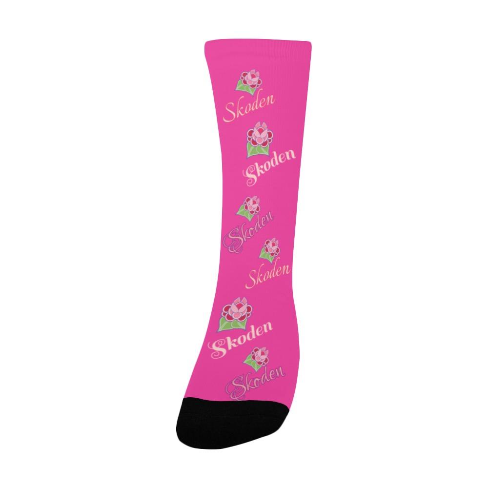Ladies Skoden Floral Pink Women's Custom Socks Women's Custom Socks e-joyer 