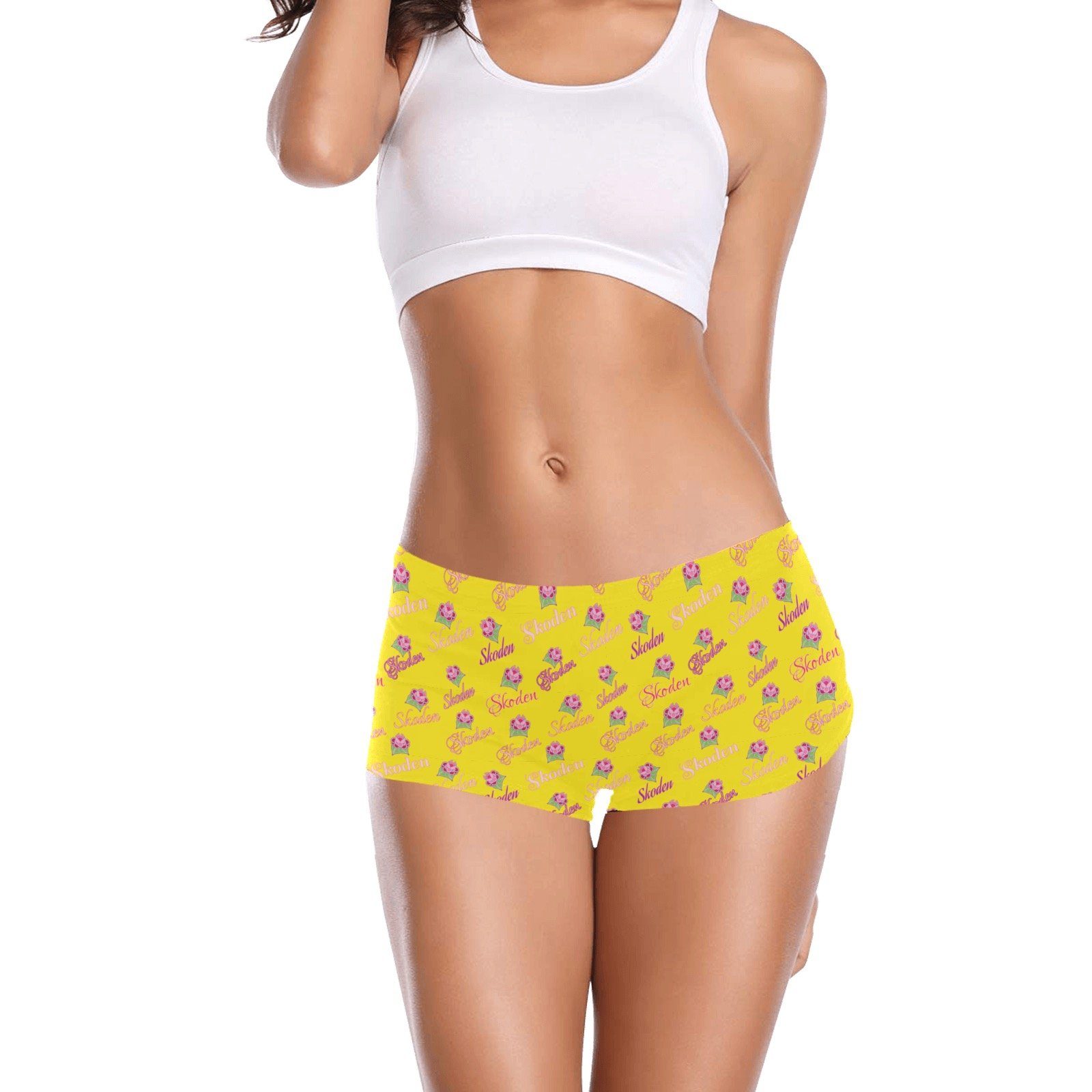 Ladies Skoden Floral Undergarment Yellow Women's All Over Print Boyshort Panties (Model L31) Women's Boyshort Panties (L31) e-joyer 