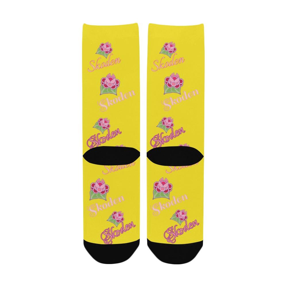 Ladies Skoden Floral Yellow Women's Custom Socks Women's Custom Socks e-joyer 
