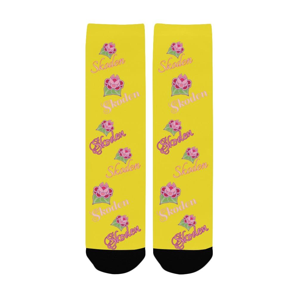 Ladies Skoden Floral Yellow Women's Custom Socks Women's Custom Socks e-joyer 