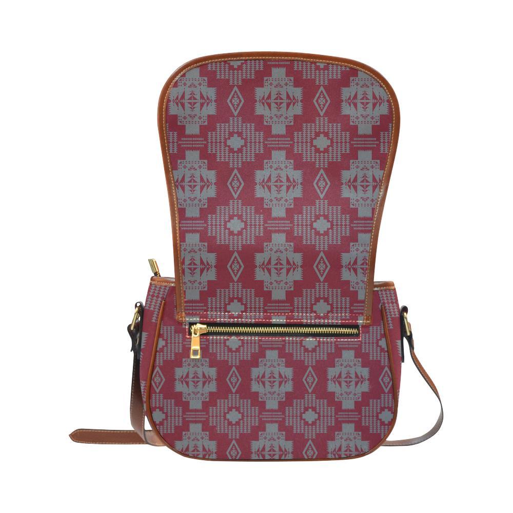 Light Gray with Maroon Saddle Bag/Small (Model 1649) Full Customization Saddle Bag/Small (Full Customization) e-joyer 