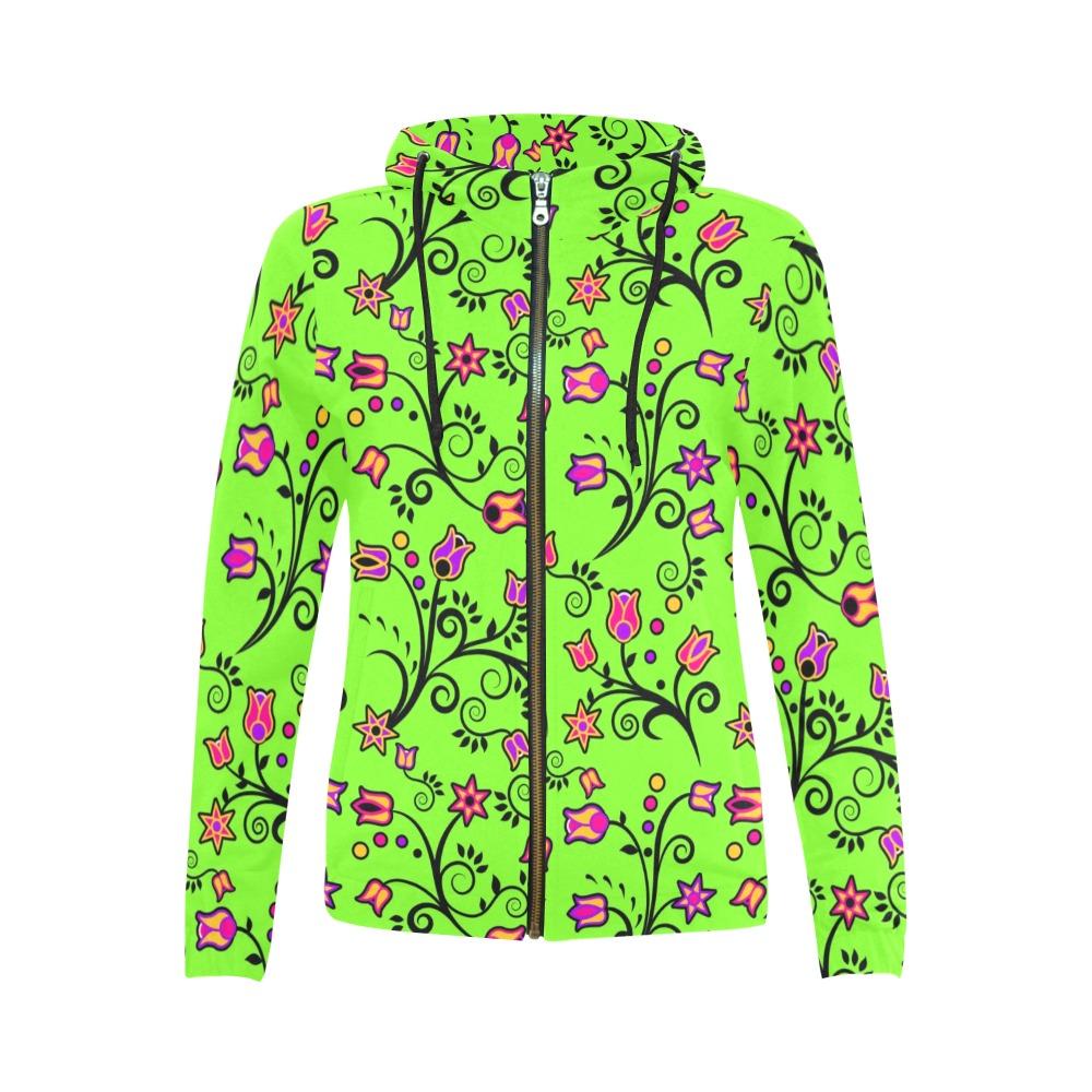 LightGreen Yellow Star Full Zip Hoodie for Women LightGreen Yellow Star Full Zip Hoodie for Women
