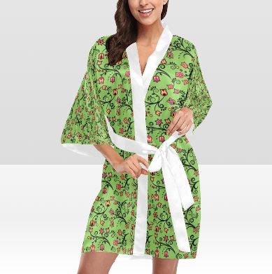 LightGreen Yellow Star Kimono Robe Artsadd 