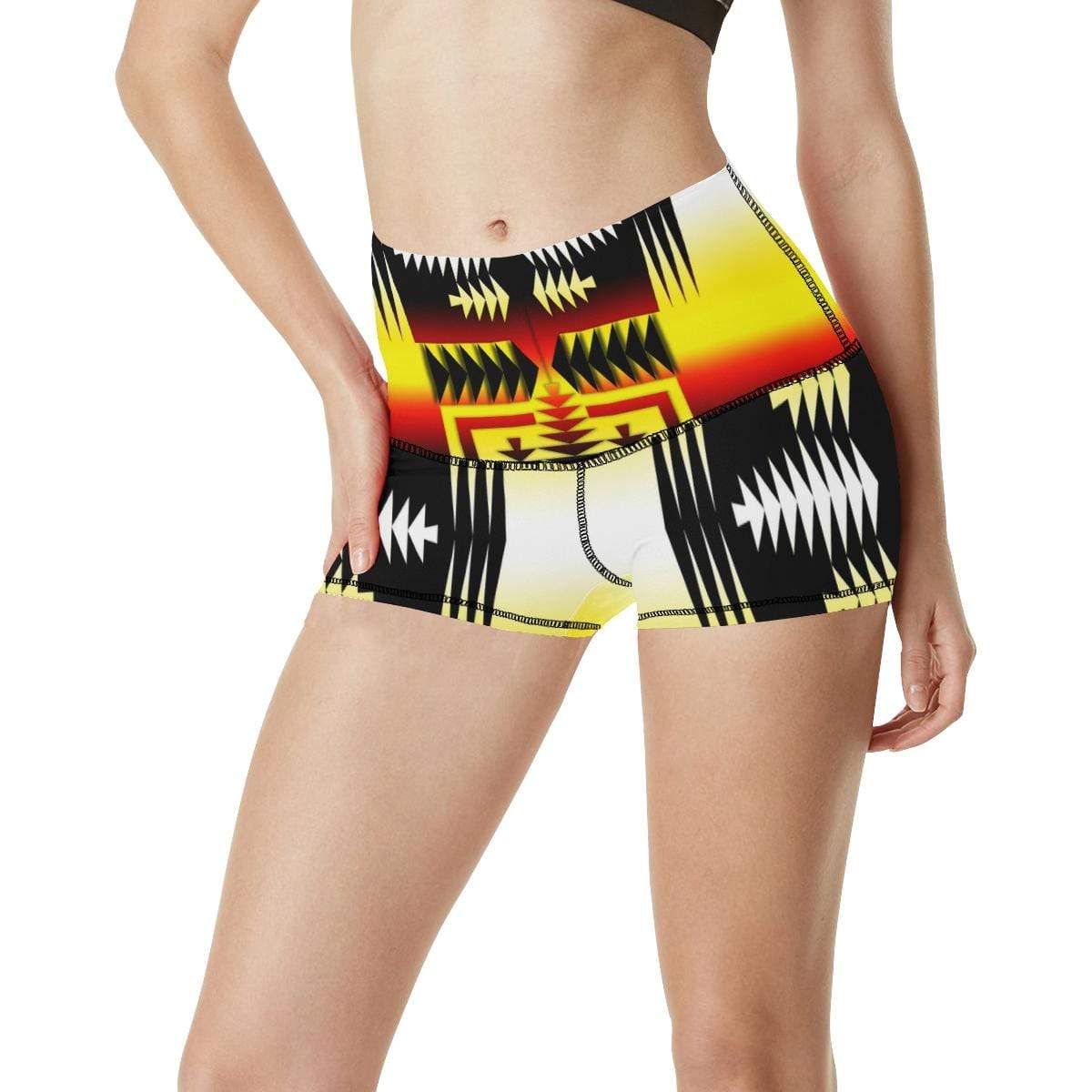 KS-QON BENG Rose Gold Zebra Skin Yoga Shorts with Pockets for