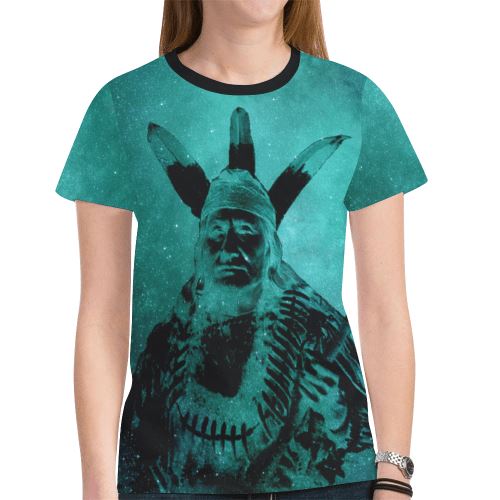 Native Man Sky New All Over Print T-shirt for Women (Model T45) New All Over Print T-shirt for Women (T45) e-joyer 
