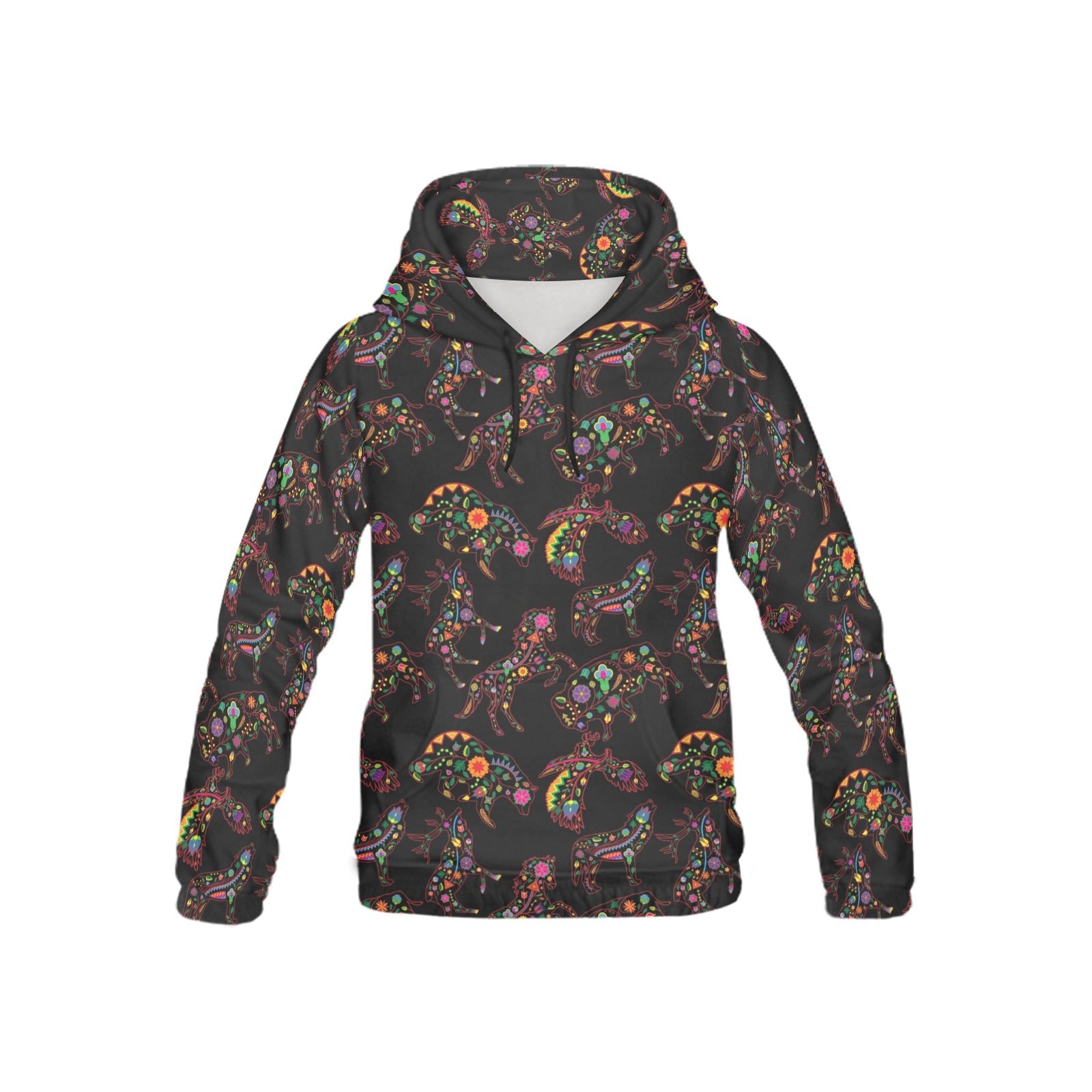 Neon Floral Animals All Over Print Hoodie for Kid (USA Size) (Model H13) All Over Print Hoodie for Kid (H13) e-joyer 