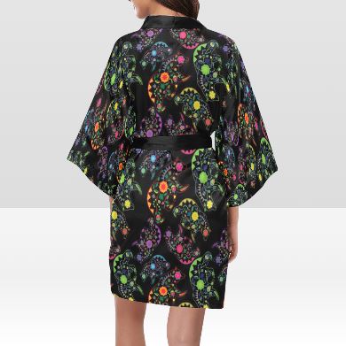 Neon Floral Bears Kimono Robe Artsadd 