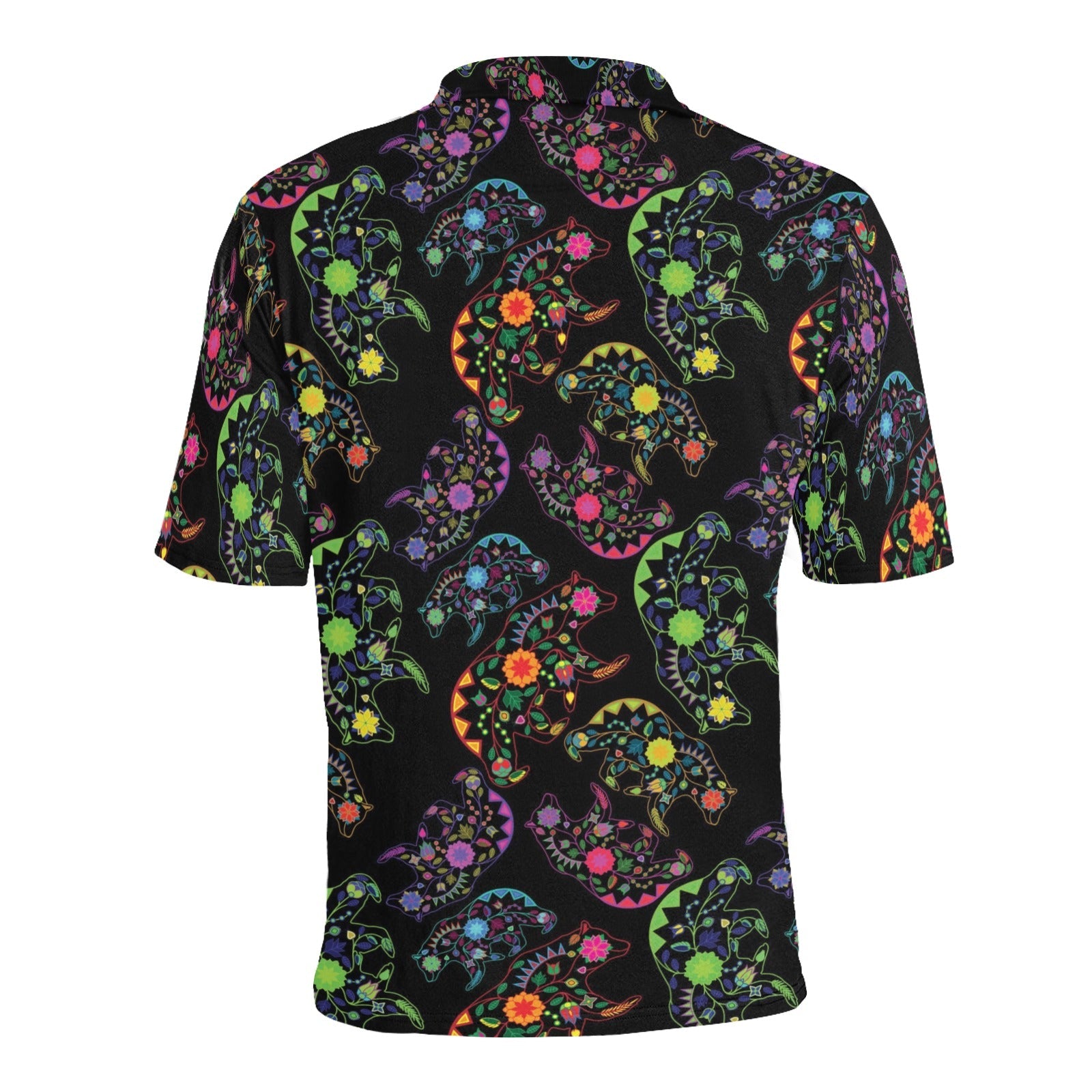 Neon Floral Bears Men's All Over Print Polo Shirt (Model T55) Men's Polo Shirt (Model T55) e-joyer 