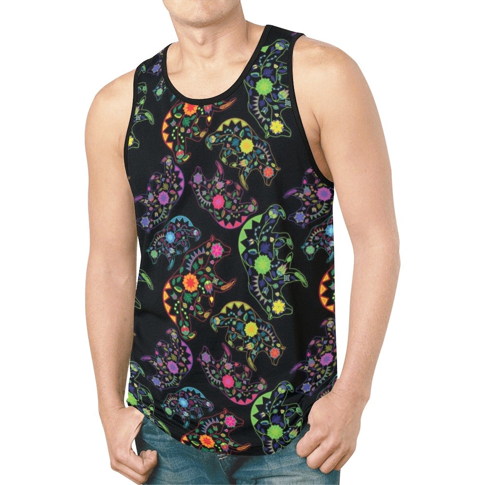 Neon Floral Bears New All Over Print Tank Top for Men (Model T46) New All Over Print Tank Top for Men (T46) e-joyer 